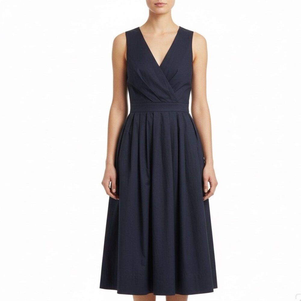 J. By J.Crew Women’s Navy Cotton Blend Sleeveless Wrap Dress Casual Fit  Size 00